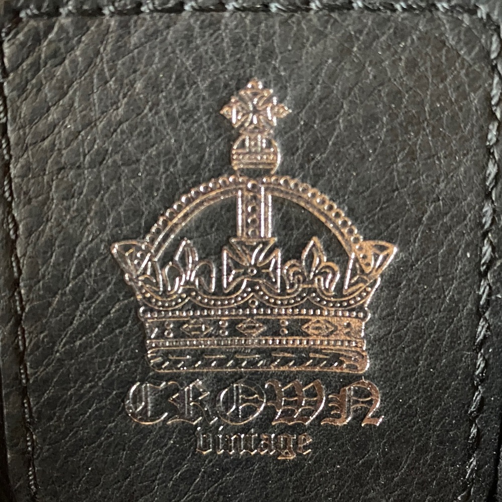 Crown Vintage Black Leather Emblem